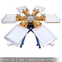 Machine d'impression manuelle pour t-shirt, 6 couleurs, 6 emplacements, vente en gros, usine