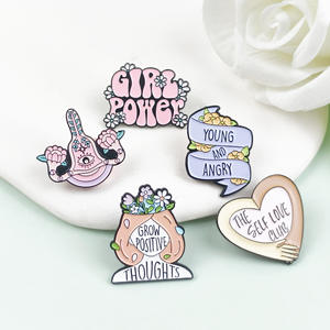 Personnalité créative haute qualité filles pouvoir développer des pensées positives alliage noir plaqué émail doux épinglettes cadeau - Product Image 5