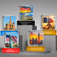 Trophée en cristal personnalisé de prestige pour l'Allemagne, la Russie, la France, le Canada, les États-Unis – Cadeau souvenir, décoration en verre avec impression UV