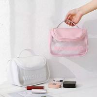 Pochette cosmétique imperméable en PVC - Pochette cosmétique de voyage en PVC à fleurs, Pochette transparente pour articles de toilette et rouge à lèvres en PVC