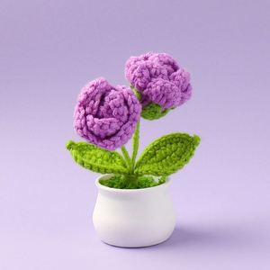 Mini fleurs tricotées en pot, roses au crochet faites à la main à double tête pour Noël, la Saint-Valentin, la remise des diplômes - Product Image 4