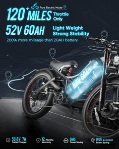 Vélo tout-terrain hybride Eahora Romeo Pro II 250W/Puissance personnalisée 26*4.0, double suspension 52V, en stock UE - Product Image 4
