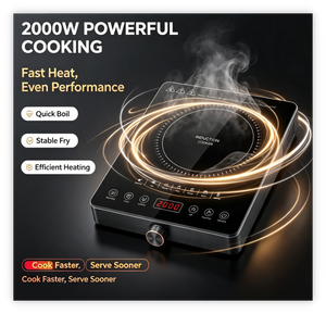 Table de cuisson à induction 2200W à double commande tactile, panneau en cristal CCA 16*27, bobine personnalisée, boîtier en acier noir et blanc, <span class=keywords><strong>cuisinière</strong></span> domestique - Product Image 3