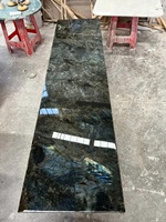 Dalles de pierre de granit bleu lémurien Labradorite de Madagascar Carrelage de table en pierre de marbre naturel irisé bleuâtre