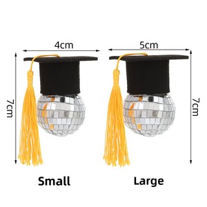 ของตกแต่งงานเลี้ยงฉลองจบการศึกษา DAMAI ลูกบอลกระจกประดับเค้ก พู่ห้อยประดับเค้ก ลูกบอลดิสโก้ หมวกปริญญาสำหรับตกแต่งเค้ก - Product Image 5