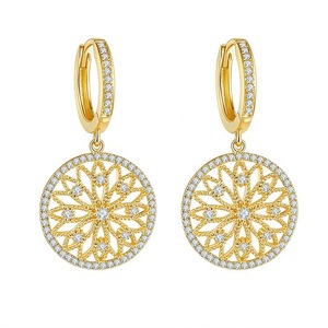 Eleganti Orecchini Traforati Scintillanti per Donne, Stile Floreale Raffinato, Gioielli per Orecchie alla Moda per Uso Quotidiano - Product Image 1