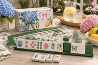 Tuiles de Mahjong Américain de Luxe à Dos Vert Floral pour Fêtes de Jardin, Jeu de Société pour Famille et Club, Cadeau, Vente en Gros, OEM, ODM