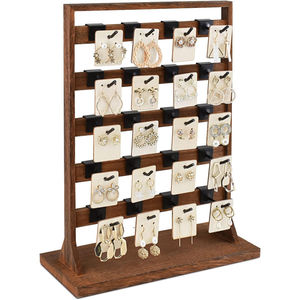 Tour à bijoux verticale en bois à 5 niveaux avec crochets pour boucles d'oreilles, support de rangement, idéale pour le rangement des boucles d'oreilles et la présentation de bijoux - Product Image 1