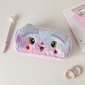 Dễ thương văn phòng phẩm Fluffy bút Túi Phim hoạt hình đầy màu sắc Unicorn bút chì trường hợp cho cô gái - Product Image 3