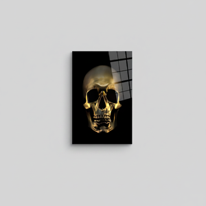 Golden Skull Tempered Glass <b>Wall</b> Art: Modern Halloween <b>Canvas</b> Print,TEMPERED GLASS ART - Product Image 2