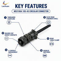 Connecteur circulaire MS3106A 10SL-4S MIL-DTL-5015, 2 broches, femelle, prise droite, avionique, marine, communication extérieure