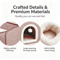 Lit Confortable Pliable pour Chat en Coton 100% Solide, Amovible et Lavable, Conception Niche Chaude pour Intérieur et Voyage, Idéal pour l'Escalade - Vente en Gros Personnalisée