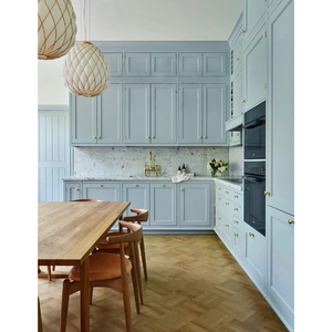 Vintage Farmhouse <strong>Style</strong> Wooden Kitchen Cabinets With Island Retro Kitchen Furniture Light Blue Traditional Craftsmanship Cabinet - Product Image 1