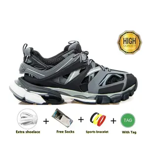 Scarpe da Ginnastica Designer Track 3 per Uomo e <span class=keywords><strong>Donna</strong></span>, Bianche e <span class=keywords><strong>Nere</strong></span>, in Gomma, Pelle, Nylon Stampato - Product Image 5