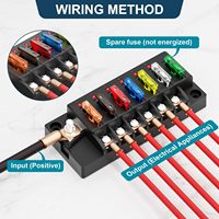 Boîte à fusibles marine étanche 12V/24V à 6 circuits avec indicateur LED, bloc de fusibles à lame ATO 150A max pour voiture, bateau, camping-car, camion 12V/24V