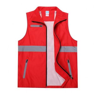 Gilet publicitaire personnalisé pas cher, veste de bénévole unisexe en polyester multi-poches, gilet de travail en maille avec logo personnalisé pour photographe - Product Image 1