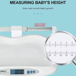เครื่องชั่งน้ำหนักเด็กแบบพกพา พร้อมไม้บรรทัดวัดส่วนสูง สีขาว รูปทรงสี่เหลี่ยมผืนผ้า ใช้พลังงานจากแบตเตอรี่ สำหรับวัดน้ำหนักและความสูงของทารกแรกเกิด - Product Image 5