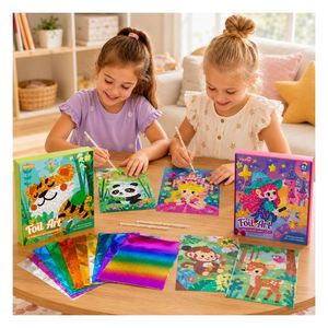 Colorful Aluminum Foil Art Set Toddlers Self Adhesive Picture Kit Hand Eye Coordination Indoor Learning Toy Gift - Product Image 3