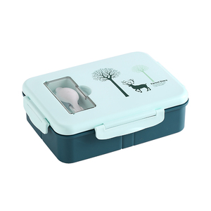 3 compartment plastic lunch box with cutlery reusable pp plastic tiffin box bento box