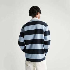 <span class=keywords><strong>Polo</strong></span> a maniche lunghe da <span class=keywords><strong>uomo</strong></span> in <span class=keywords><strong>cotone</strong></span> 100% personalizzata, di alta qualità, traspirante, delicata sulla pelle, a righe, 260g, anti-pilling - Product Image 2