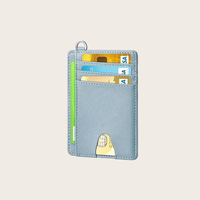 Dompet Kartu Kredit & ID Bisnis Kulit Saffiano Tipis dengan Logo Custom, Kantong Depan Multi Warna, dan Desain Lipat