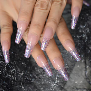 <span class=keywords><strong>Uñas</strong></span> postizas <span class=keywords><strong>acrílicas</strong></span> de alta calidad, <span class=keywords><strong>uñas</strong></span> postizas largas de color rosa claro y medio transparente para ataúd francés - Product Image 6