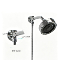 Bras de douche mural en laiton avec robinet inverseur 3 voies 90° °   Accessoires de robinetterie de douche à filetage 1/2 pouce pour ensemble de double pomme de douche