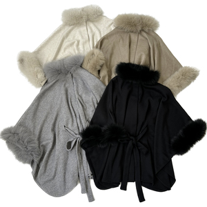 Femmes populaires décontracté lâche col en fourrure de renard manteau chaud avec ceinture châle pour les femmes - Product Image 6