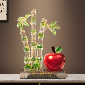 Modern <b>Crystal</b> Bamboo <b>Ornament</b> Gold Flake Apple Sculpture Housewarming Gift Living Room Office - Product Image 1