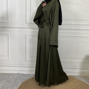 6622 #   Abaya Dubaï unie, simple mais élégante, coupe trapèze, robes longues fluides, vêtements islamiques pour femmes musulmanes - Product Image 3