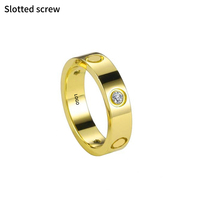 Titanium Stainless Steel Diamond Classic Screw Love Ring for Men and Women