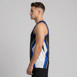 Storm Fit <b>Men's</b> Sublimation Print Tank Top Quick Dry O-Neck Sporty Workout Sleeveless <b>Vest</b> Blue Black <b>White</b> Tank Top - Product Image 4