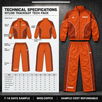 Ensemble de survêtement court pour homme OEM en coton orange, style streetwear, grandes tailles, avec veste coupe-vent à capuche à panneaux contrastants et pantalon, personnalisable