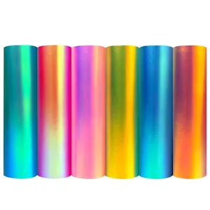 哑光彩虹12英寸 * 164英尺聚氯乙烯自粘乙烯基绘图仪切割机全息永久贴纸卷装饰工艺品
