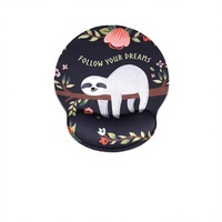 Tapis de souris en gel avec repose-poignet, tapis de bureau rond pour ordinateur, motif floral paresseux