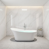Bañera Acrílica Ovalada Moderna Blanca de 1.7m, de Diseño OEM, con Hidromasaje de Burbujas y Aire, para Uso en Interiores de Hoteles