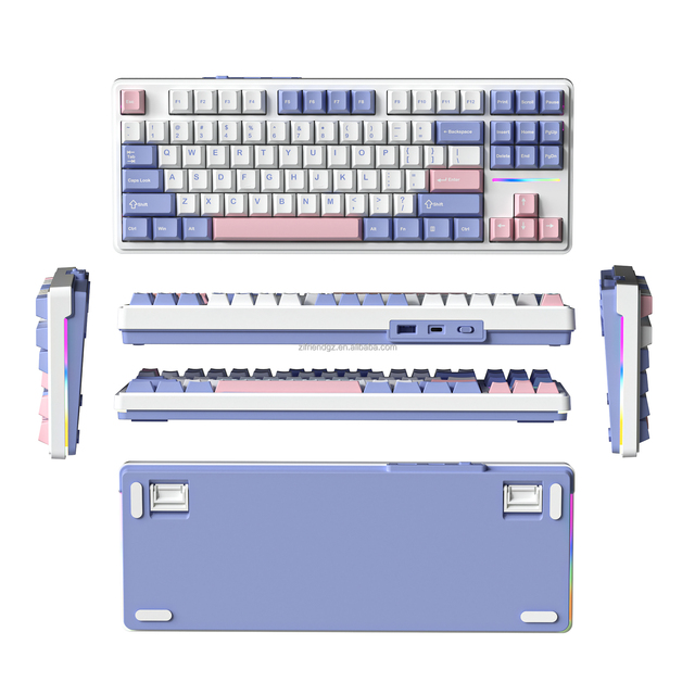Hot Swappable 87-Keys RGB South-Facing Backlight PBT Keycaps 2.4Ghz Wireless Mechanical Keyboard N-Key Rollover Gasket Gaming