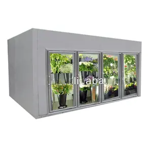 Glass Door Display Flower Storage Cold Room Walk In Coolers Cold Storage Room