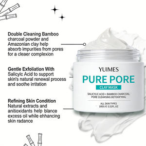 Masque d'argile PURE PORE personnalisable OEM - 100g, masque de boue nettoyant en profondeur pour le visage |   Acide salicylique exfoliant au charbon de bambou pour tous types de peau - Product Image 3