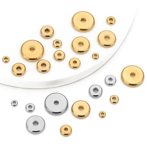 Espaciador plano de acero inoxidable chapado en oro de 18 quilates, redondo, para joyería DIY, accesorios para la fabricación de joyería hecha a mano. - Product Image 1