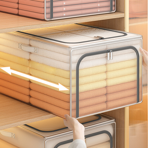 صندوق تخزين ملابس مستطيل قابل للطي من البلاستيك الشفاف، سعة كبيرة، منظم بتصميم عصري للمنزل وخزانة الملابس - Product Image 4