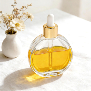 Bouteilles en <span class=keywords><strong>verre</strong></span> transparentes, plates et rondes, vides, pour huiles essentielles, parfums, huiles capillaires, avec compte-gouttes, 50 ml, 60 ml, 100 ml - Product Image 5