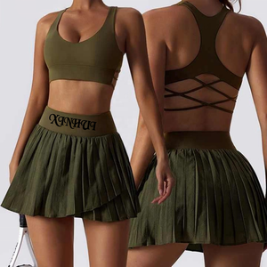 Guangdong femmes Yoga sport taille haute jupes légères séchage rapide plissé entraînement jupes de tennis avec court intérieur confortable - Product Image 5
