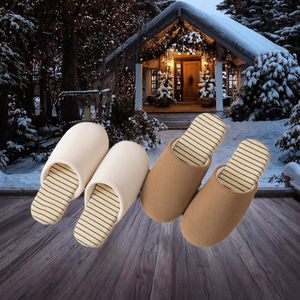 Chaussons d'intérieur et d'extérieur en coton pelucheux chaud et antidérapant pour hommes et femmes, couples, automne-hiver - Product Image 3