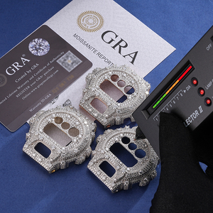 Insert de lunette de montre personnalisé <span class=keywords><strong>G</strong></span> <span class=keywords><strong>Shock</strong></span>, lunette Mossainette GW6900 plaquée or blanc, pierre ronde VVS Moissanite, lunette sertie de pierres - Product Image 2