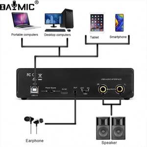 Carte son usb externe 2 canaux 2 entrées 2 sorties ordinateur enregistrement équipement de doublage en direct chant USB livre audio de guitare externe - Product Image 5