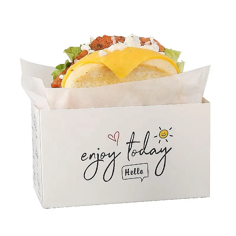 Großhandel benutzer definierte Logo Einweg zum Mitnehmen Hamburger Papier Box offene Art Sandwich Mittagessen Karton Box