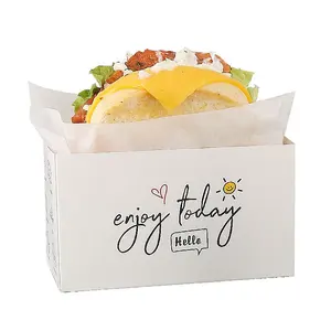 批发定制标志一次性外卖汉堡纸盒开放式三明治午餐纸盒