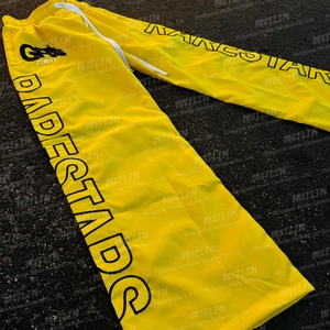 Custom High Quality Yellow Sports Running Oversized Baggy <b>Nylon</b> Pants <b>Jogger</b> Polyester 3D Embroidery <b>Nylon</b> Track Pants - Product Image 2