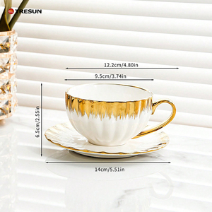 <strong>Turkish</strong> Gold Trip Espresso Cappuccino Nordic Style Eco-Friendly Microwave Safe Luxury Porcelain Customizable <strong>Coffee</strong> <strong>Cup</strong> Saucer - Product Image 5